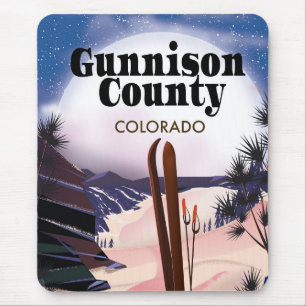 Gunnison county Ski travel poster. Mouse Mat