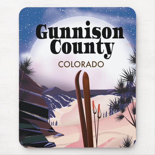 Gunnison county Ski travel poster. Mouse Mat (Front)