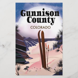 Gunnison county Ski travel poster. Stationery
