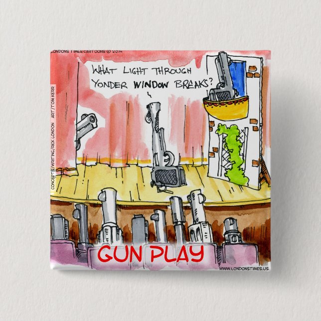 GunPlay Funny Cartoon 15 Cm Square Badge (Front)