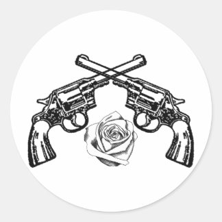 guns and roses classic round sticker