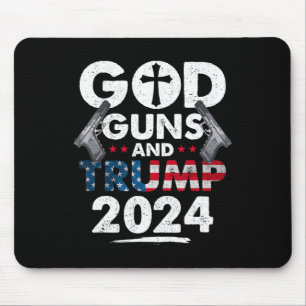 Guns And Trump 2024 Usa American Flag  Mouse Mat