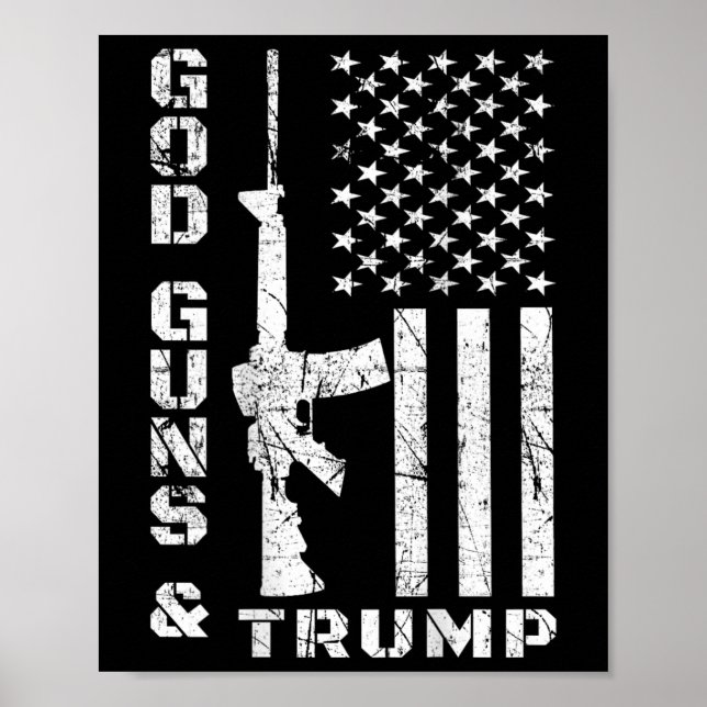 Guns And Trump 2nd Amendment Flag Ar15 (back)  Poster (Front)