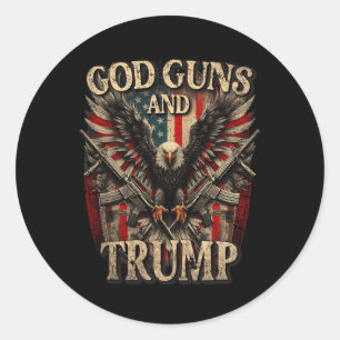 Guns And Trump 2nd Amendment Flag Eagle American F Classic Round Sticker