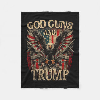 Guns And Trump 2nd Amendment Flag Eagle American F Fleece Blanket