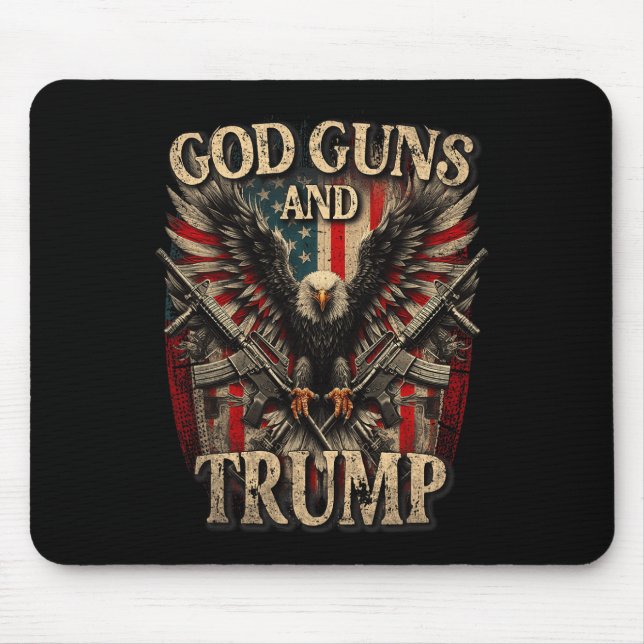 Guns And Trump 2nd Amendment Flag Eagle American F Mouse Mat (Front)