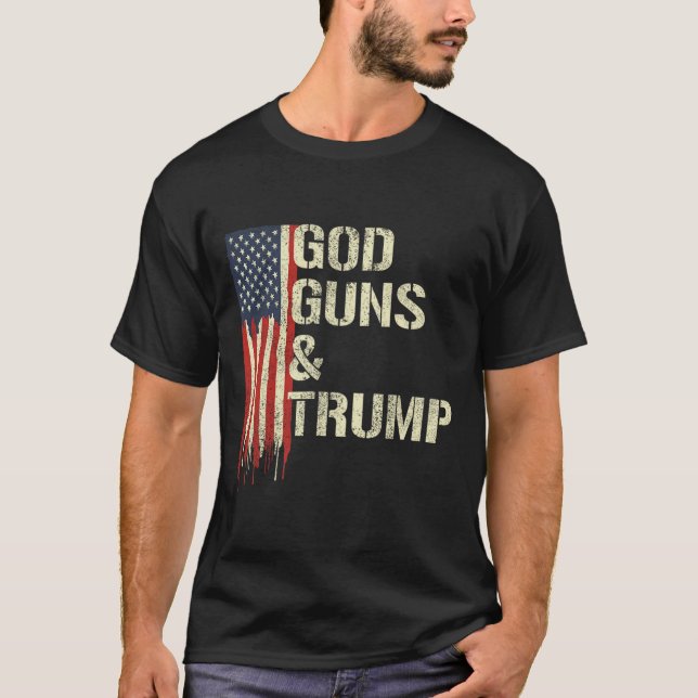 Guns And Trump I 2nd Amendment Trump Flag America  T-Shirt (Front)