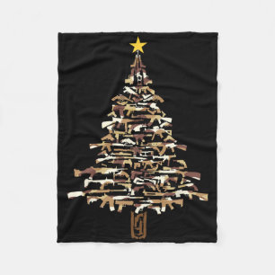 Guns Christmas Tree - Camo Print Xmas Gift For Gun Fleece Blanket
