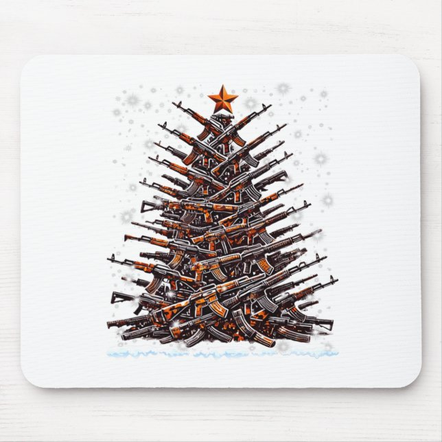 Guns Christmas Tree Funny Men Xmas 2024 For Gun Lo Mouse Mat (Front)
