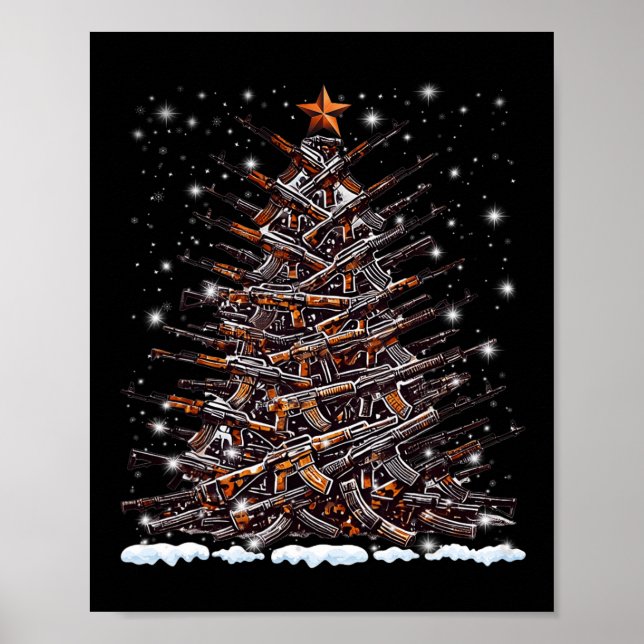 Guns Christmas Tree Funny Men Xmas 2024 For Gun Lo Poster (Front)