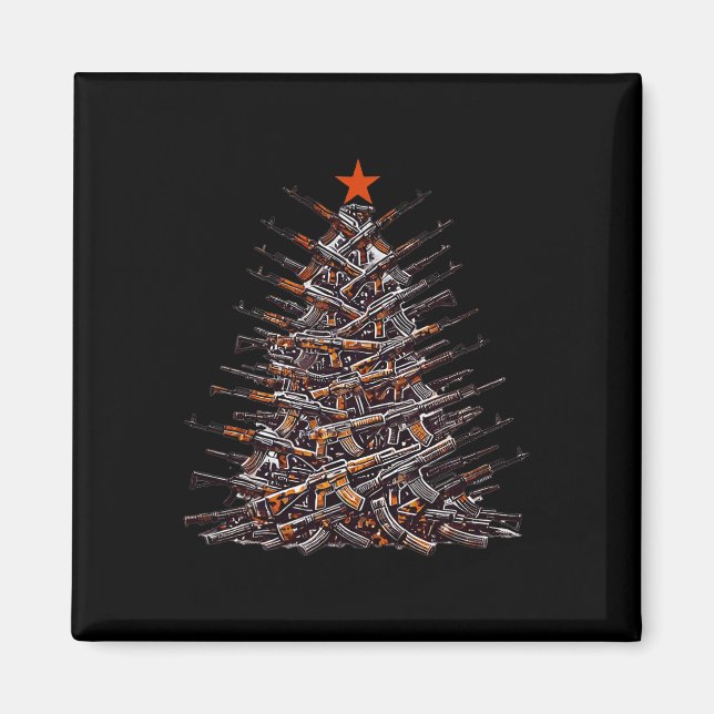 Guns Christmas Tree Funny Xmas 2024 Gifts For Gun  Magnet (Front)