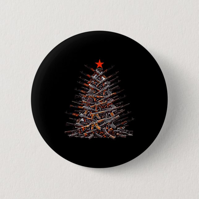 Guns Christmas Tree Funny Xmas 2025 For Gun Lover  6 Cm Round Badge (Front)