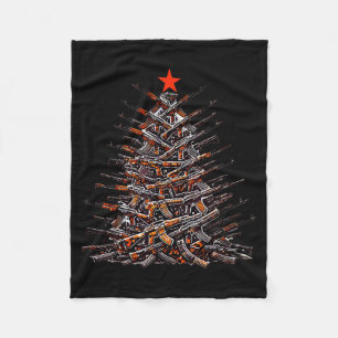 Guns Christmas Tree Funny Xmas 2025 For Gun Lover  Fleece Blanket
