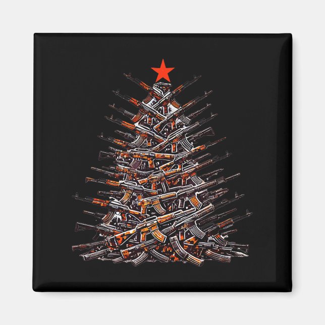 Guns Christmas Tree Funny Xmas 2025 For Gun Lover  Magnet (Front)