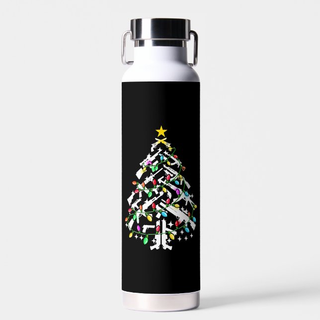 Guns Christmas Tree Ornament Water Bottle (Front)