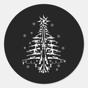 Guns Christmas Tree Xmas For Men Military Classic Round Sticker