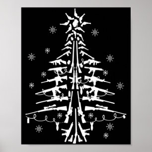 Guns Christmas Tree Xmas For Men Military  Poster