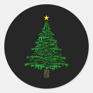 Guns Christmas Tree - Xmas Gift For Guns Lover  Classic Round Sticker