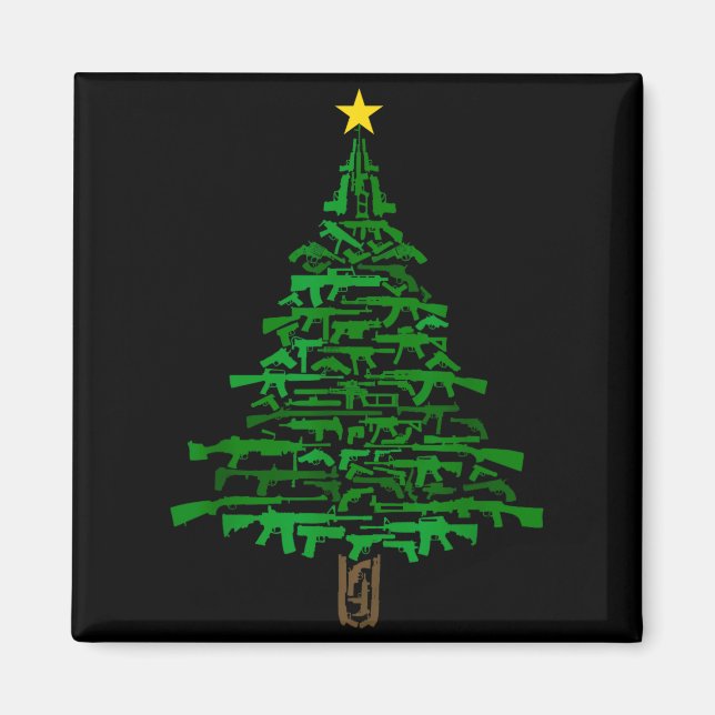 Guns Christmas Tree - Xmas Gift For Guns Lover  Magnet (Front)