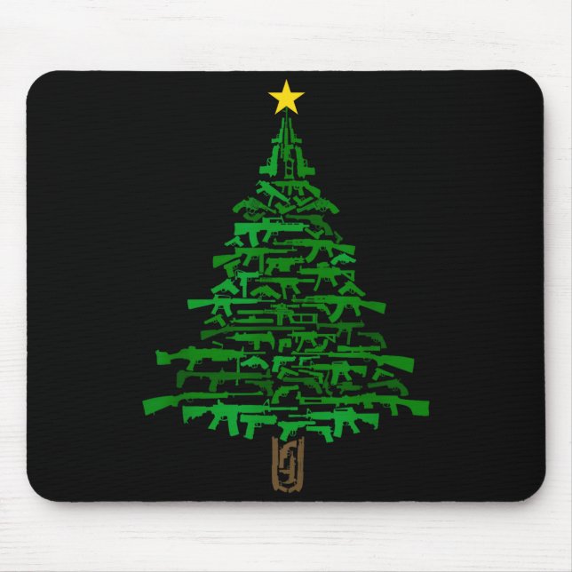 Guns Christmas Tree - Xmas Gift For Guns Lover  Mouse Mat (Front)