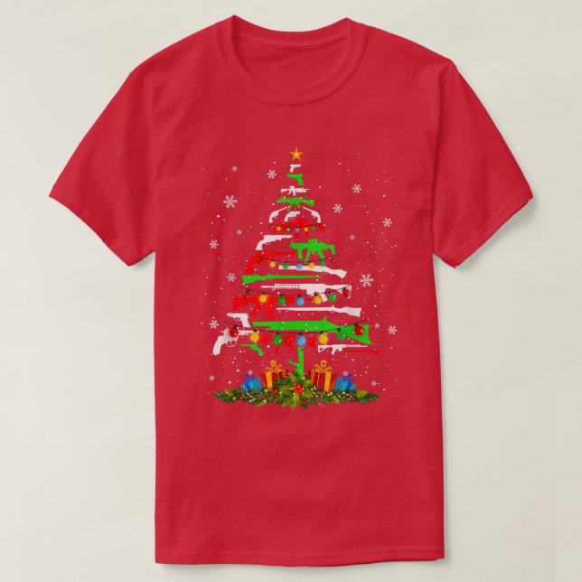 Guns Christmas Tree Xmas Gift For Lover Guns 325 T-Shirt (Design Front)