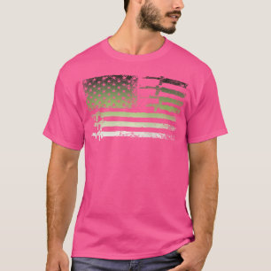 Guns Flag Distressed Veterans Hunters Back T-Shirt