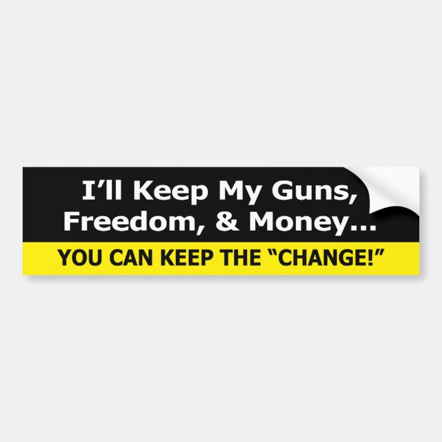 Guns, Freedom, and Money Zazzle Bumper Sticker Siz (Front)