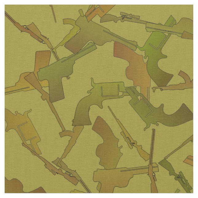 Guns Green and Brown Mock Camo Pattern Fabric (Close Up)