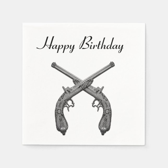 Guns Happy Birthday Napkin (Front)