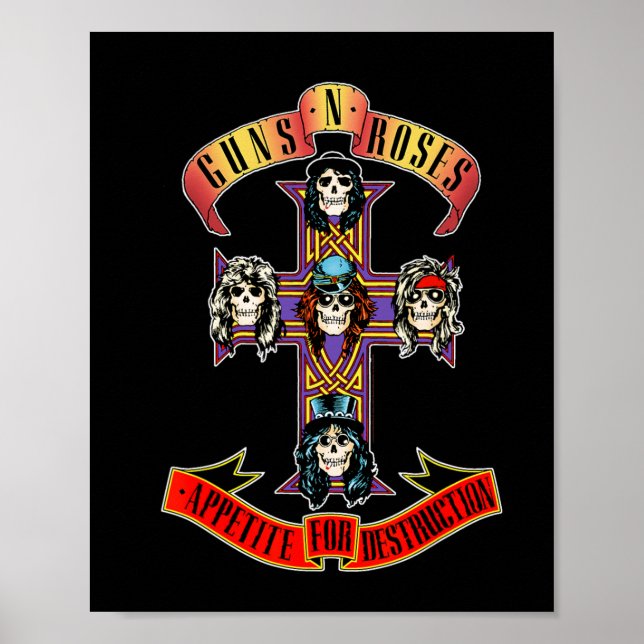 Guns N&# 9; Roses Official Short Sleeve Cross Smal Poster (Front)