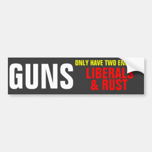 GUNS ONLY HAVE TWO ENEMIES BUMPER STICKER