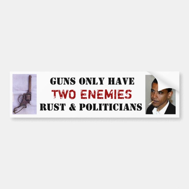 guns only have two enemies, rust and politicians bumper sticker (Front)