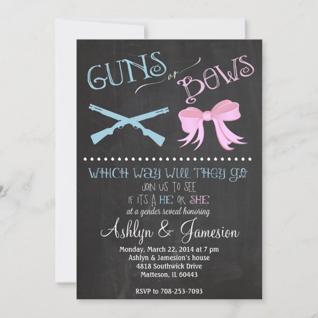Guns or Bows Gender Reveal Party Invitation (Front)
