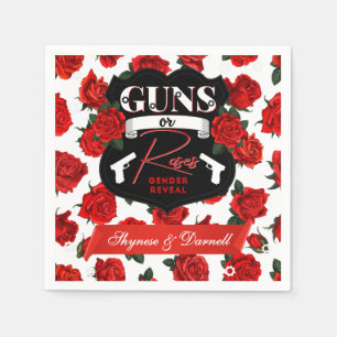 Guns or Roses Baby Owens Gender Reveal Baby Shower Napkin