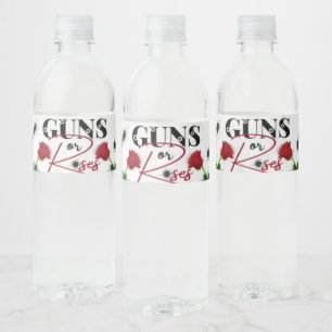 Guns or Roses Baby Shower Red/Black Favour Water Bottle Label