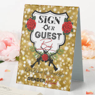 Guns or Roses Gender Reveal Baby Shower Guestbook 