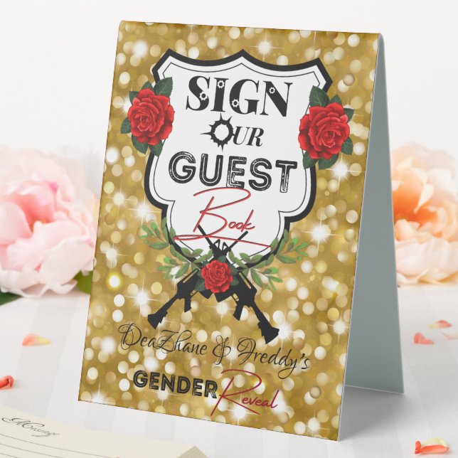 Guns or Roses Gender Reveal Baby Shower Guestbook  (In SItu (Wedding))