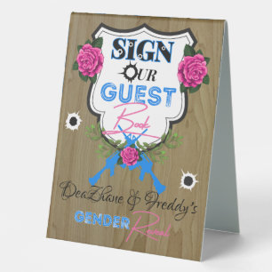 Guns or Roses Gender Reveal Baby Shower Guestbook