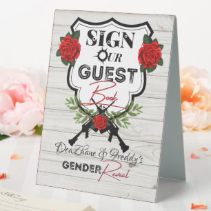 Guns or Roses Gender Reveal Baby Shower Guestbook