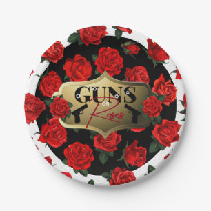 Guns or Roses Gender Reveal Baby Shower Paper Plate
