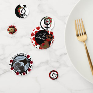 Guns or Roses Gender Reveal Baby Shower Photo Confetti