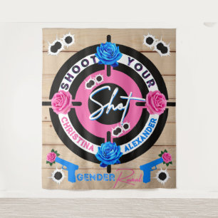 Guns or Roses Gender Reveal Baby Shower Pink/Blue Tapestry