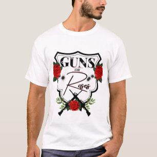 Guns or Roses Gender Reveal Baby Shower T-Shirt