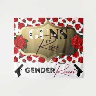 Guns or Roses Gender Reveal Baby Shower Tapestry