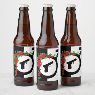 Guns or Roses Gender Reveal Baby Shower  Team GUNS Beer Bottle Label