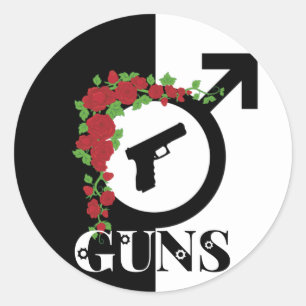 Guns or Roses Gender Reveal Baby Shower Team GUNS Classic Round Sticker