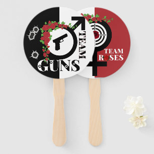 Guns or Roses Gender Reveal Baby Shower  Team GUNS Hand Fan