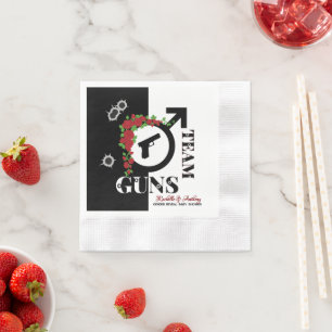 Guns or Roses Gender Reveal Baby Shower Team GUNS Napkin