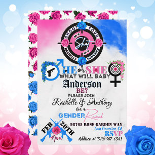 Guns or Roses Gender Reveal  Invitation