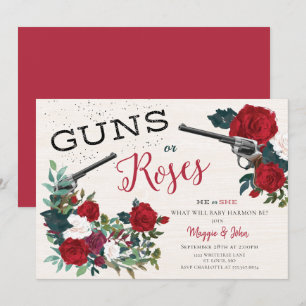 Guns or Roses gender reveal invitation